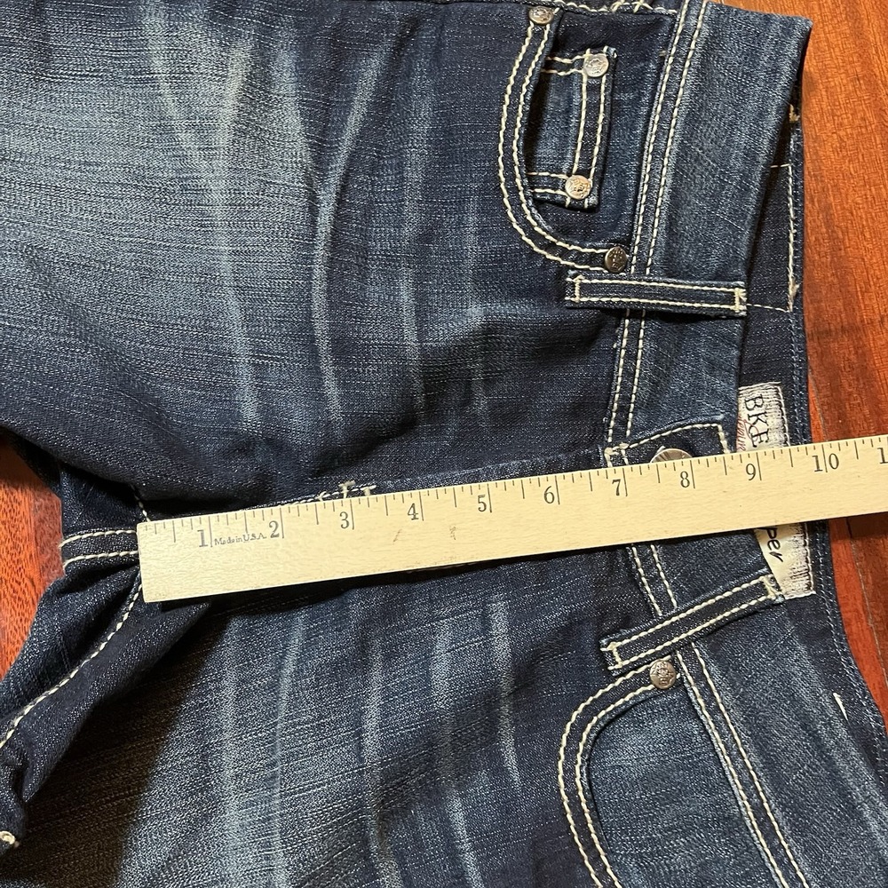 BKE Shorts Womens 26 28 5" Inseam Blue Dark Wash Whiskering Grunge Harper Street - Picture 8 of 9